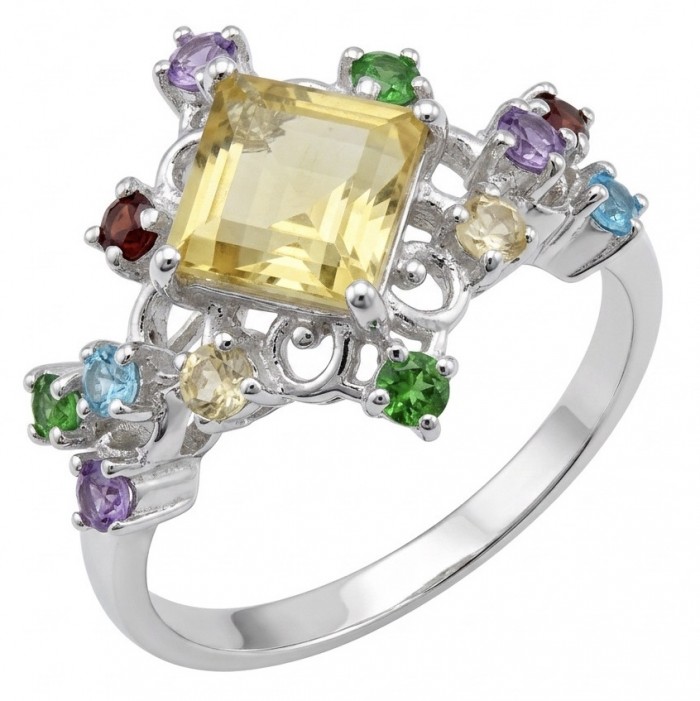 Victoria 5.2 carat Brazilian Citrine .925 Sterling Silver dipped in 14K Gold handcrafted ring; s. 8 3/4