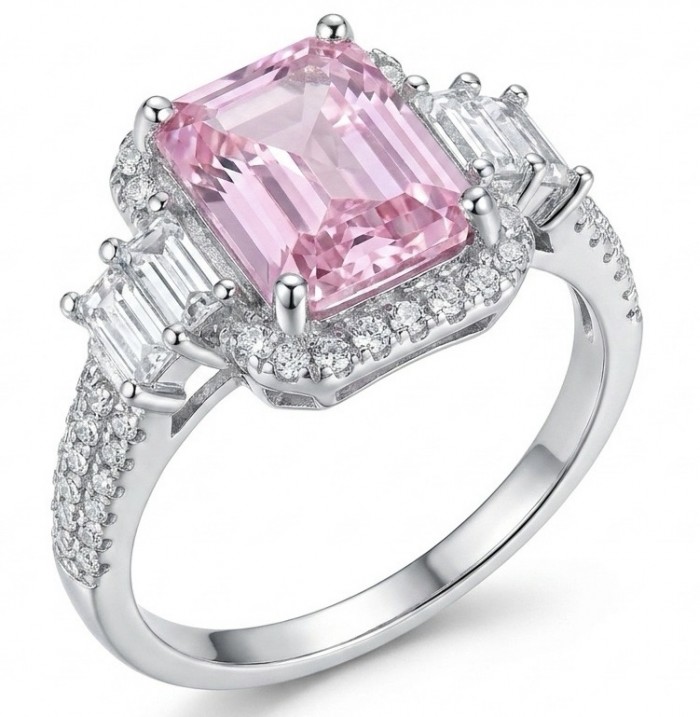 Isabella - Light Pastel 8.7 carat real Kunzite .925 Silver handcrafted Cocktail Ring s. 8