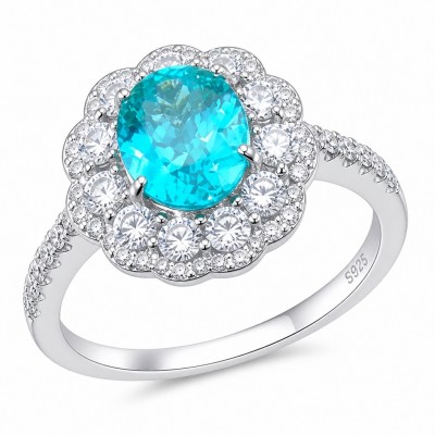 WONDERLAND 4.8 carat Paraiba Tourmaline .925 Sterling Silver Handcrafted Ring size 8