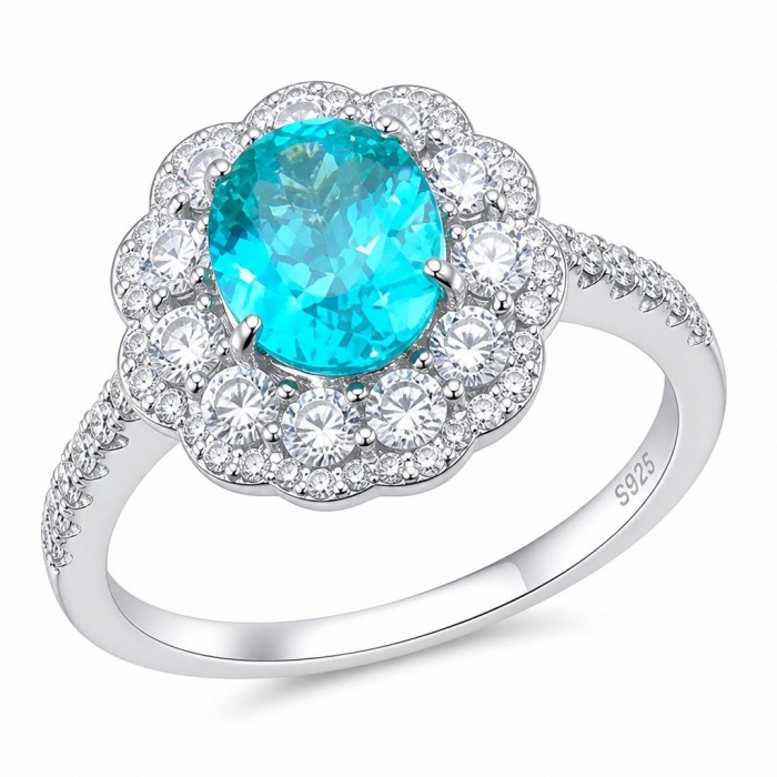 WONDERLAND 4.8 carat Paraiba Tourmaline .925 Sterling Silver Handcrafted Ring size 8