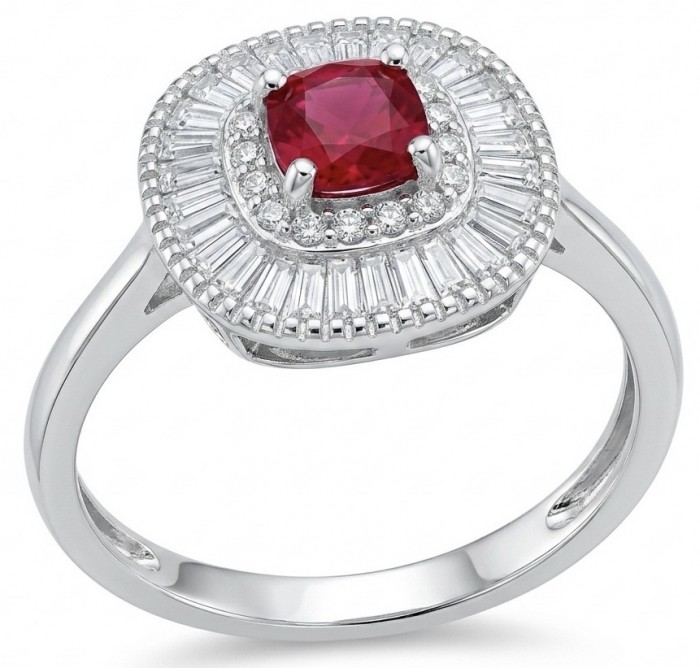 Art Deco 0.7 ctw Mozambique Ruby .925 Sterling Silver handcrafted Statement Ring size 7 1/4