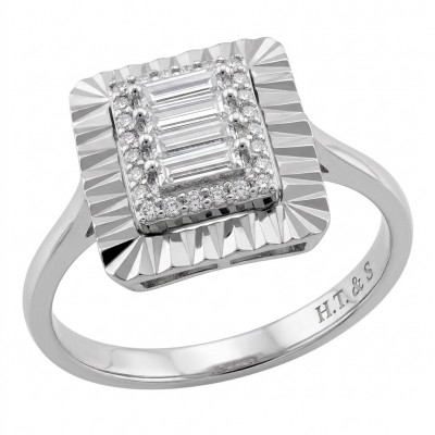Art Deco 7.4 ctw White TOPAZ .925 Sterling Silver handcrafted Statement Ring size 8 1/4