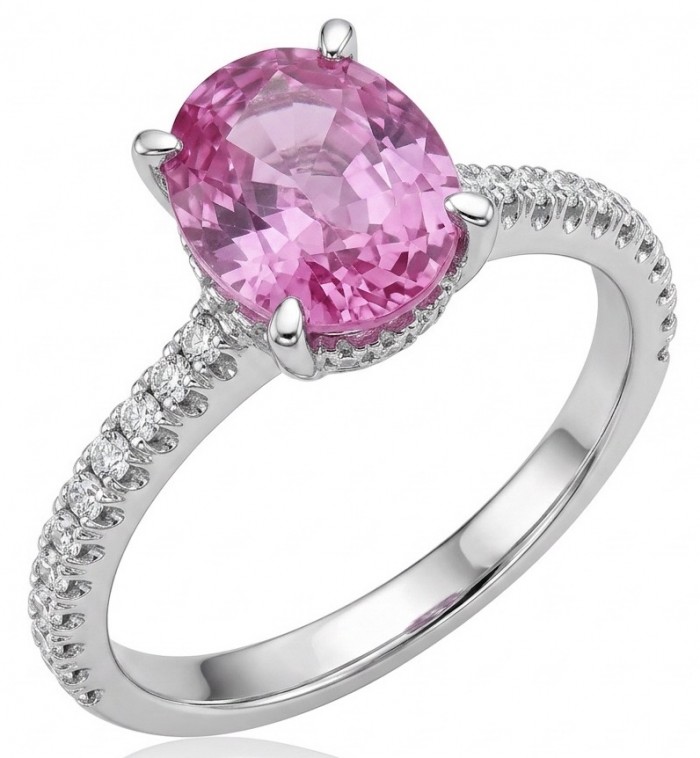 Tiffany - authentic oval cut 4.5 carat Pink Sapphire .925 Sterling Silver Handcrafted Statement Ring size 8 1/4