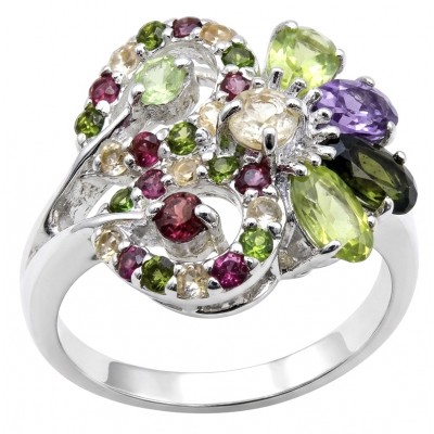 4.8 carat Brazilian Tourmaline .925 Sterling Silver dipped in rhodium Perfectly handcrafted Ring s. 6