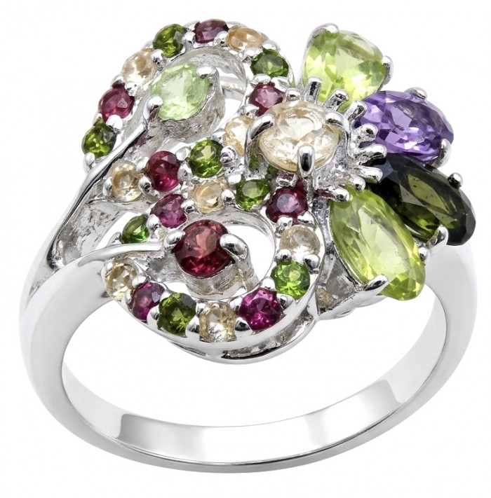 4.8 carat Brazilian Tourmaline .925 Sterling Silver dipped in rhodium Perfectly handcrafted Ring s. 6