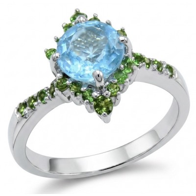 Pacifica 4.8 carat Swiss Blue Topaz .925 Sterling Silver handcrafted ring size 9