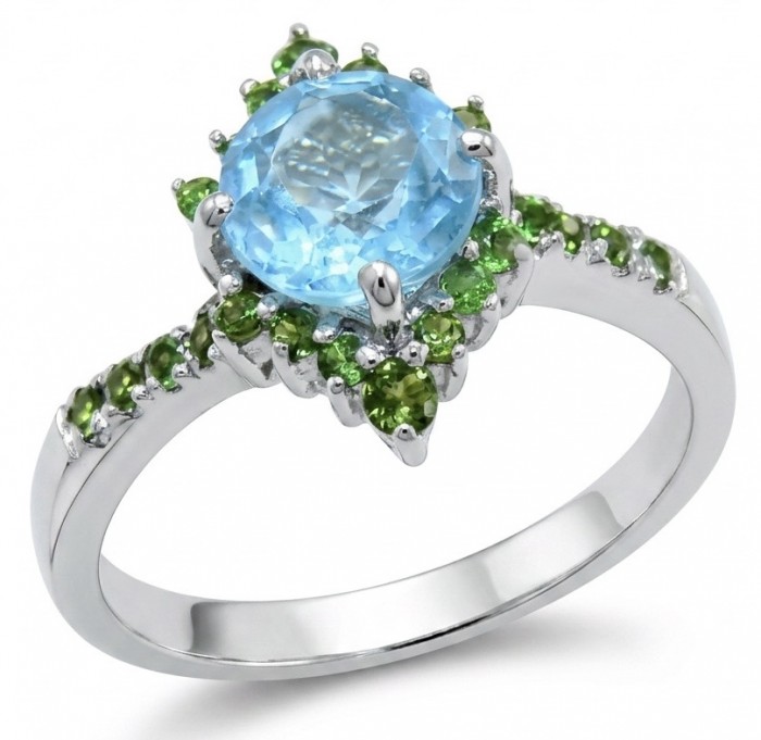 Pacifica 4.8 carat Swiss Blue Topaz .925 Sterling Silver handcrafted ring size 9