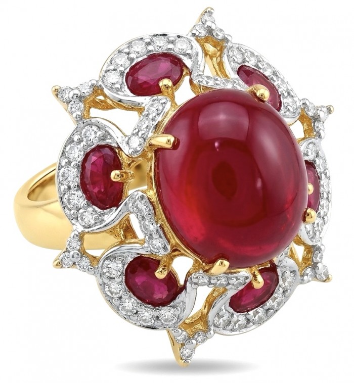 King of Gems Genuine 17.5 CARAT Mozambique Star Ruby 22K Gold over .925 Sterling Silver Large Statement Ring size 7 1/4