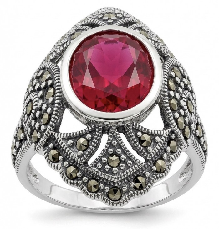 Scarlett 12.7 ctw Mozambique Ruby .925 Sterling Silver handcrafted Statement Ring size 8 3/4
