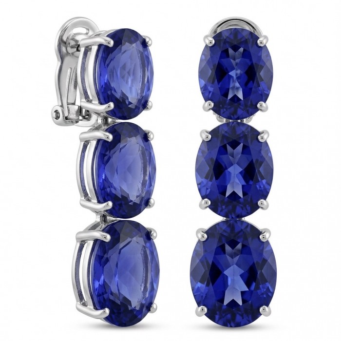 Deep Ocean 22.5 carat London Blue Topaz .925 Sterling Silver handmade Statement earrings