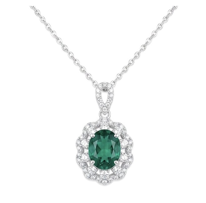 Green Rose - Vintage style - 9.5 carat authentic Tsavorite Garnet .925 Sterling Silver handcrafted necklace