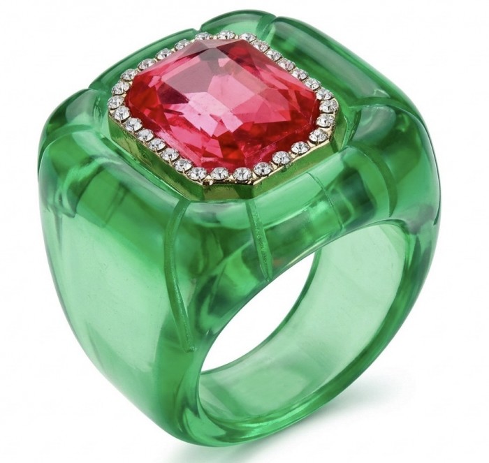 Candy Store - Modern Design Natural Green Raisin Pink Topaz .925 Sterling Silver ring size 8