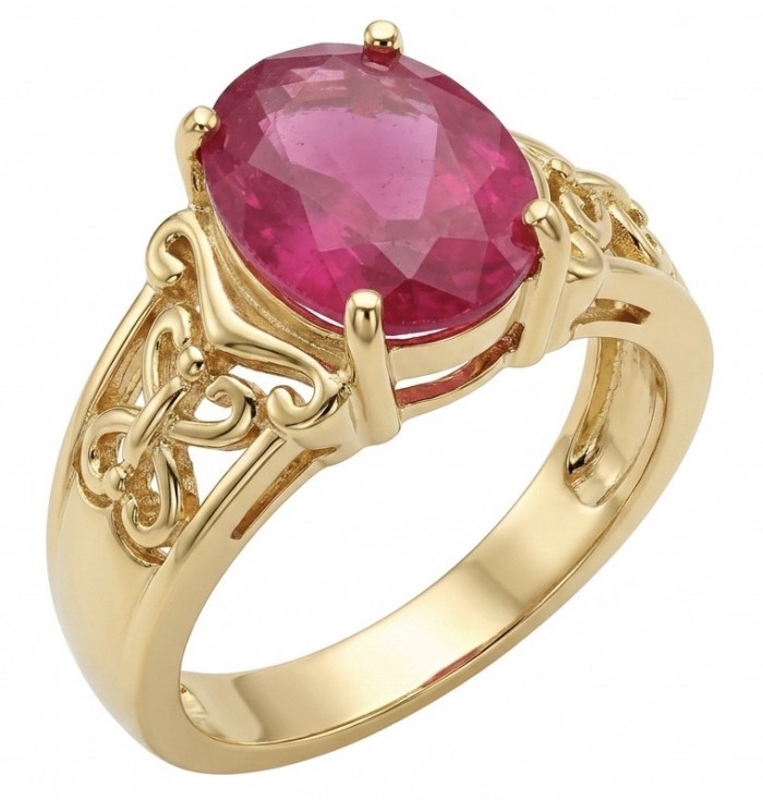 Carmen Natural 11.4 carat Kasmir Ruby .925 Sterling Silver dipped in 22K Gold handmade Statement Ring size 8