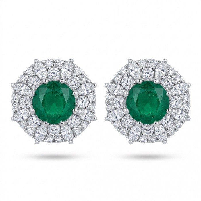 Spectaculat 4.5 carat Tsavorite Garnet rhodium over .925 Sterling Silver handcrafted earrings