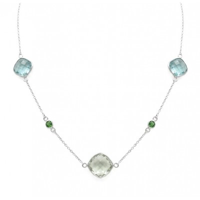 Infinity 18.5 carat Authentic Multigems Rhodium over .925 Sterling Silver handcrafted Statement necklace