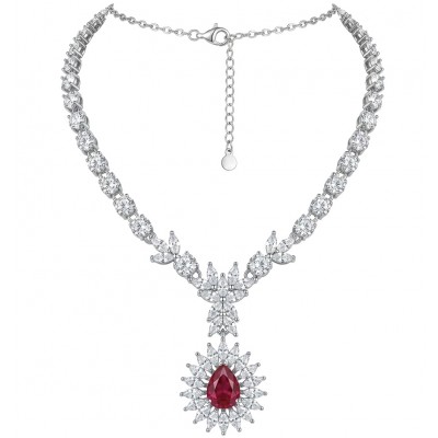 Luxurious 9.8 carat natural Mozambique Ruby .925 Sterling Silver .925 Sterling Silver Statement Necklace