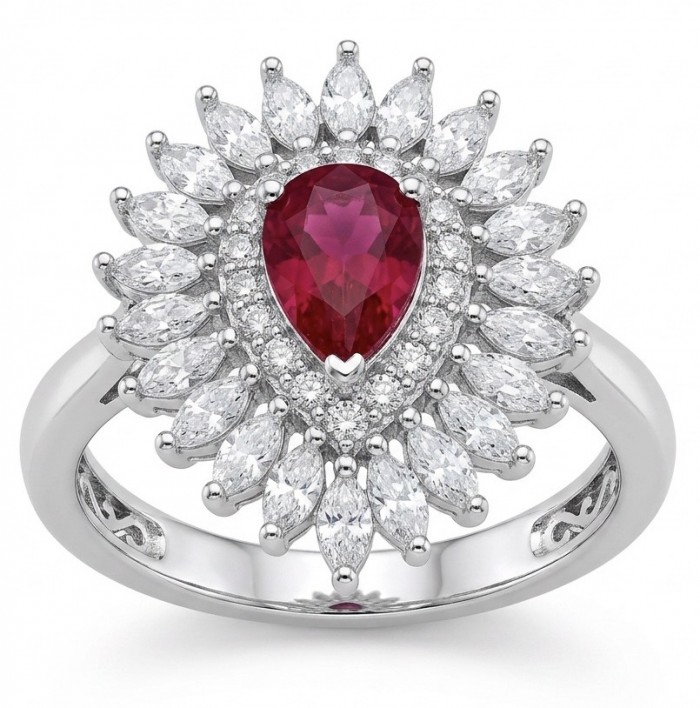 Exquisite 2.1 ctw Mozambique Ruby .925 Sterling Silver handcrafted Statement Ring size 7