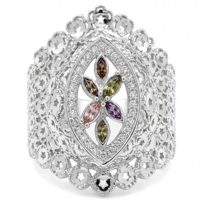 Casablanca Italy made 2.2 carat Tourmaline .925 Sterling Silver brilliantly handcrafted ring s. 6 1/2