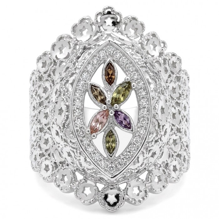 Casablanca Italy made 2.2 carat Tourmaline .925 Sterling Silver brilliantly handcrafted ring s. 6 1/2