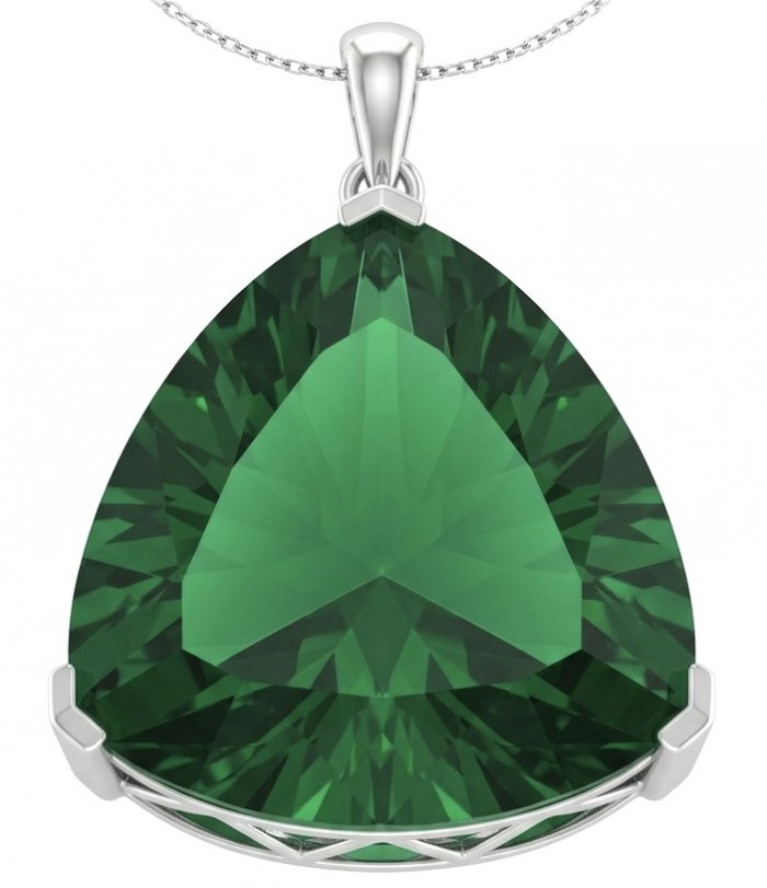 Trillion Cut Perfect 29.5 carat Volcanic Helenite .925 Sterling Silver handcrafted Pendant - video