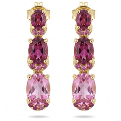 Isabella - natural 7/8 inch long Mozambique Ruby 18K Gold over .925 Sterling Silver handmade Statement earrings