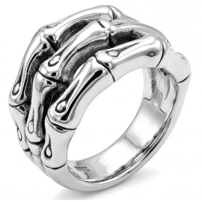 Bamboo Textured Italy Made Silver Sterling Silver ring s. 8