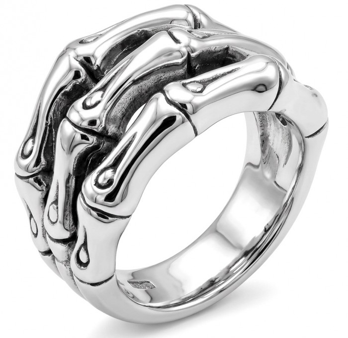 Bamboo Textured Italy Made Silver Sterling Silver ring s. 8