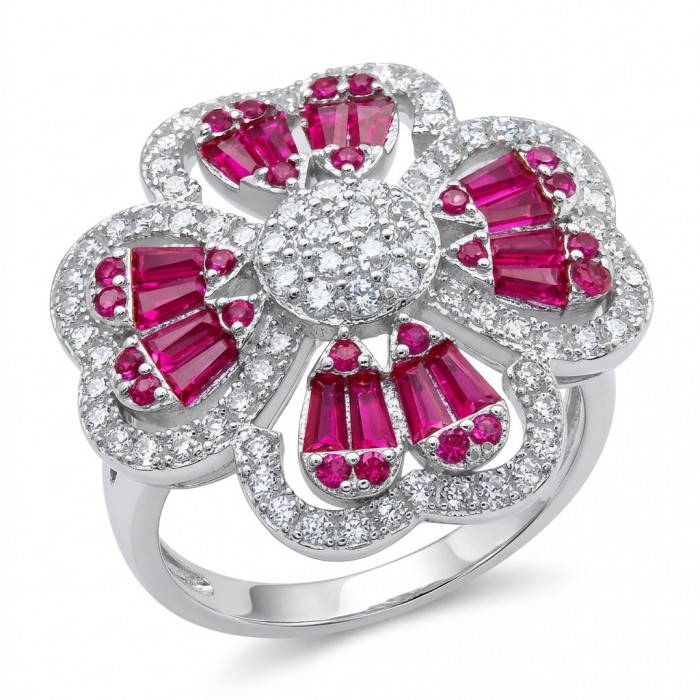 Izabella Luxurious natural 6.8 carat Ruby rhodium over .925 Sterling Silver handmade incredible ring s. 6