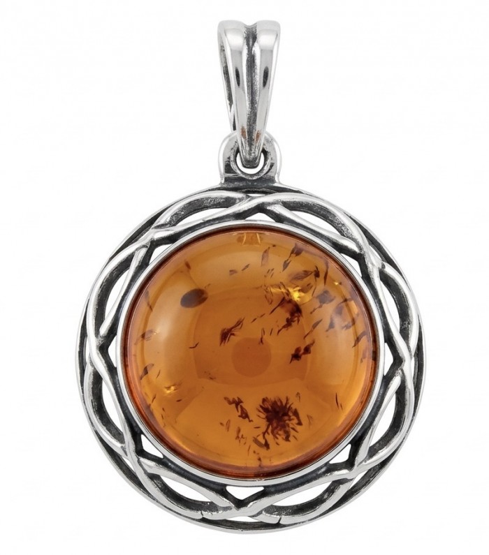 Prehistoric Authentic Baltic Amber .925 Sterling Silver beautifully handcrafted Pendant