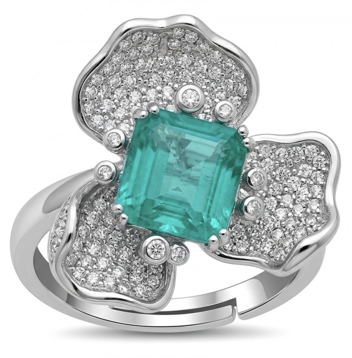 Elizabeth 8.8 carat Colombian Emerald 8.2 carat Moissanite .925 Sterling Silver dipped in Rhodium handcrafted Ring size 8