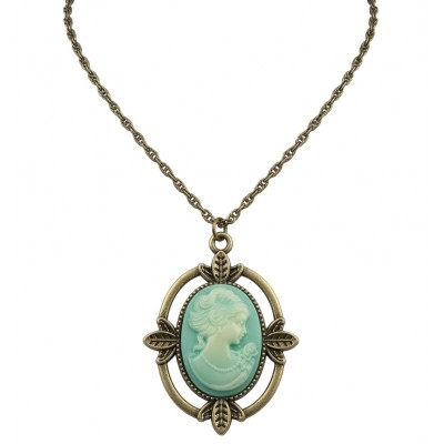 Vintage Beauty Cameo Rainbow Abalone Vintage style dipped in black rhodium Necklace