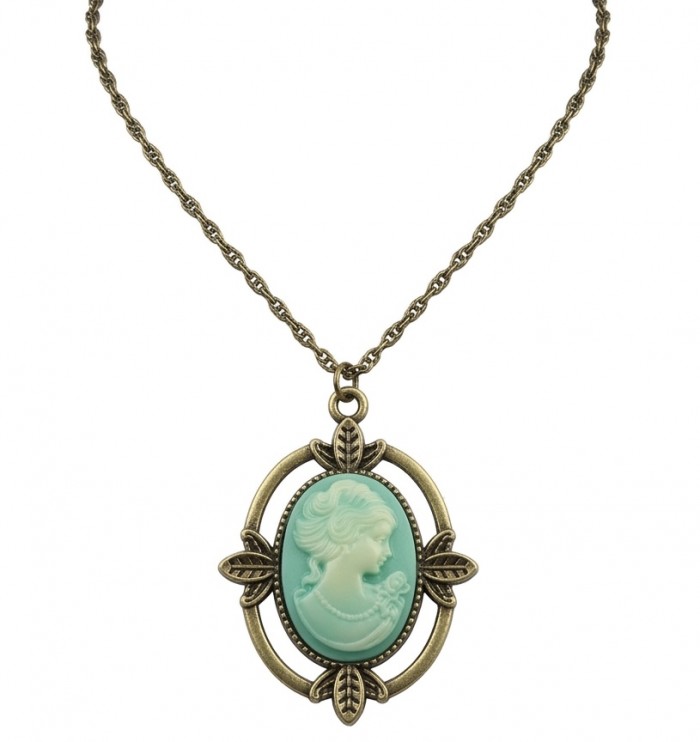 Vintage Beauty Cameo Rainbow Abalone Vintage style dipped in black rhodium Necklace