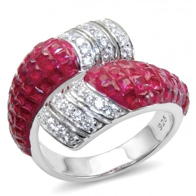 Scarlett 7.7 ctw Mozambique Ruby .925 Sterling Silver dipped in rhodium handcrafted Statement Ring size 7 1/4
