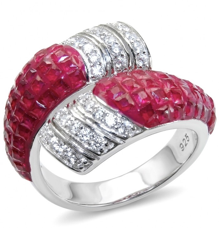 Scarlett 7.7 ctw Mozambique Ruby .925 Sterling Silver dipped in rhodium handcrafted Statement Ring size 7 1/4