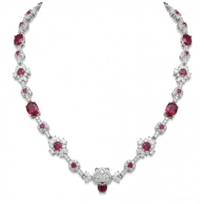 Leo - the King - Genuine 22.8 carat Ruby rhodium over .925 Sterling Silver handcrafted Statement Necklace
