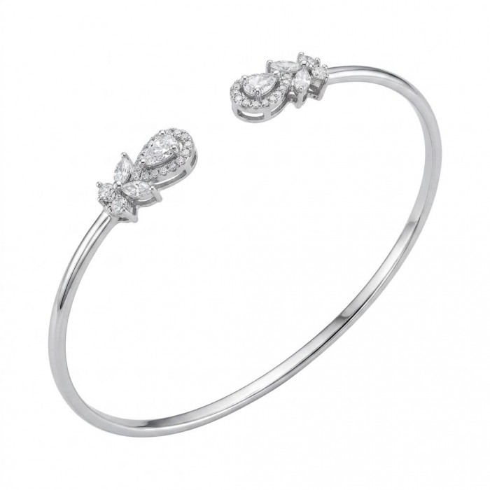 Precious Light Natural 5.2 carat White Topaz .925 Sterling Silver dipped in rhodium bracelet