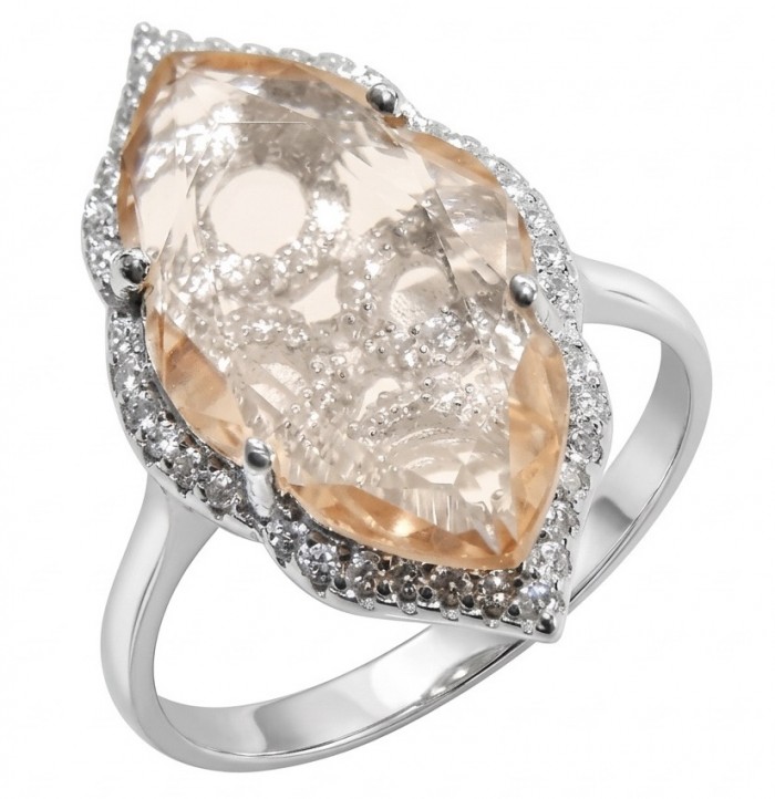 Jasmine 9.9 carat authentic Morganite .925 Sterling Silver Handcrafted Ring size 9