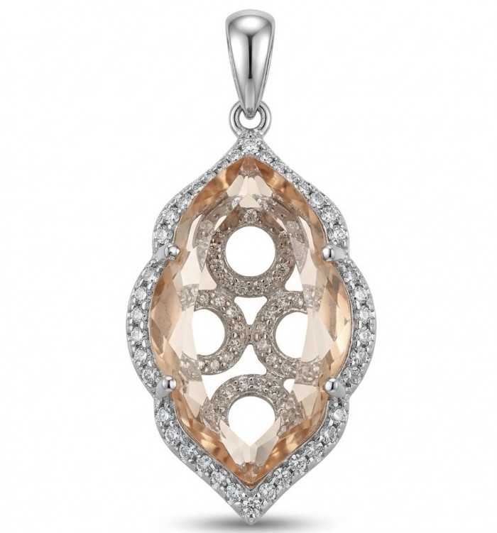 Jasmine 9.9 carat authentic Morganite .925 Sterling Silver Handcrafted pendant