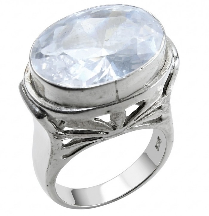 Ice 11.8 carat White Topaz .925 Sterling Silver dipped in rhodium handcrafted ring size 6 1/4
