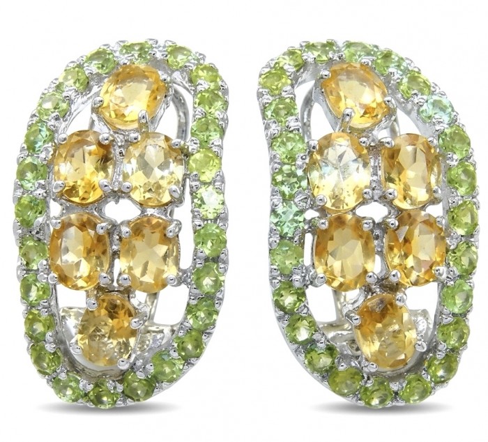 Giovanna - Authentic 12.9 carat Brazilian Citrine .925 Sterling Silver dipped in rhodium handcrafted earrings