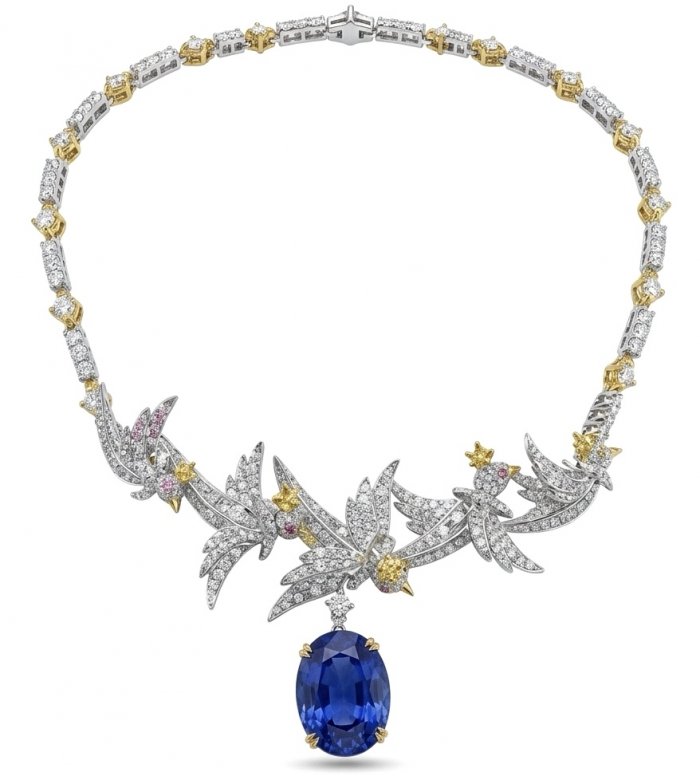 Freedom - Bird on a Rock 14.8 carat BRAZILIAN SAPPHIRE 22K Gold over .925 Sterling Silver handmade necklace - video