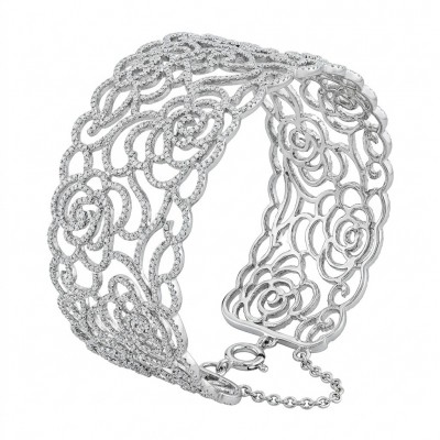 Dolce Vita - Precious Natural 12.5 carat pave White Topaz rhodium over .925 Sterling Silver handcrafted bracelet