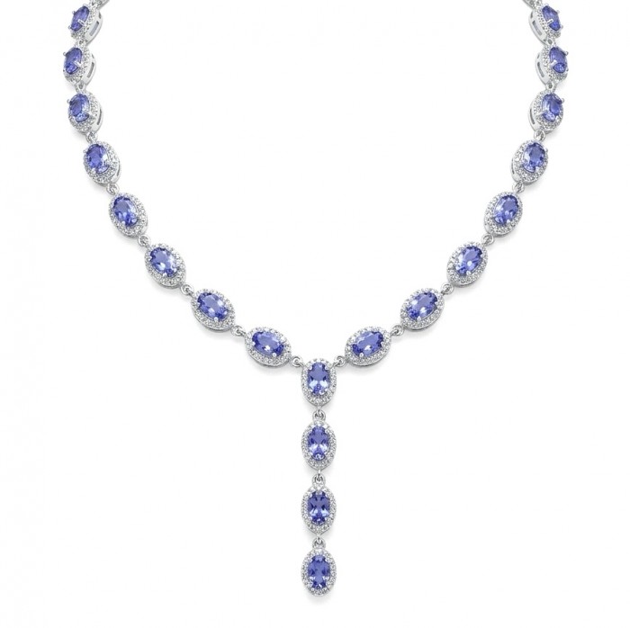 Luxurious 12.2 carat Genuine Tanzanite .925 Sterling Silver handmade Necklace