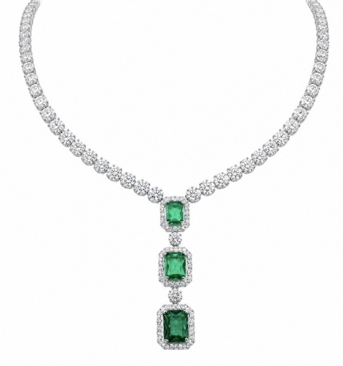 Ofelia - Authentic 10.5 CARAT natural Colombian Emerald .925 Sterling Silver handcrafted necklace