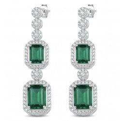 Ofelia - Authentic 5.5 CARAT natural Colombian Emerald .925 Sterling Silver handcrafted earrings