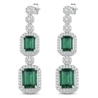 Ofelia - Authentic 5.5 CARAT natural Colombian Emerald .925 Sterling Silver handcrafted earrings