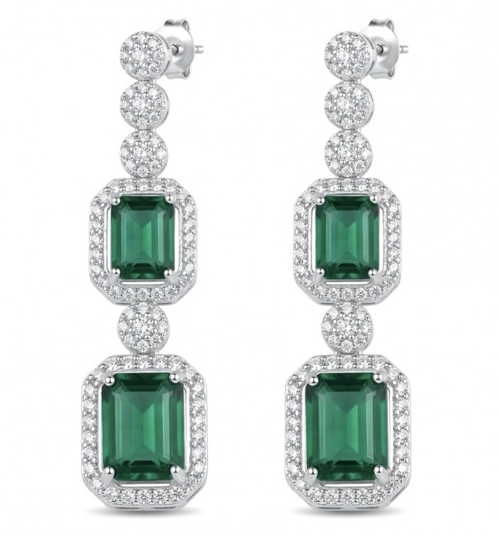 Ofelia - Authentic 5.5 CARAT natural Colombian Emerald .925 Sterling Silver handcrafted earrings
