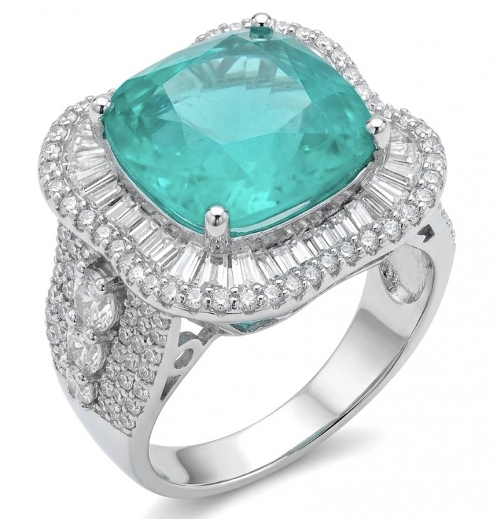 Elizabeth 14.4 carat Colombian Emerald .925 Sterling Silver dipped in Rhodium handcrafted Ring size 8 1/4