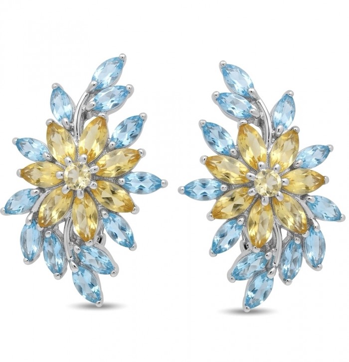 Giovanna - Authentic 12.9 carat Brazilian Citrine .925 Sterling Silver dipped in rhodium handcrafted earrings