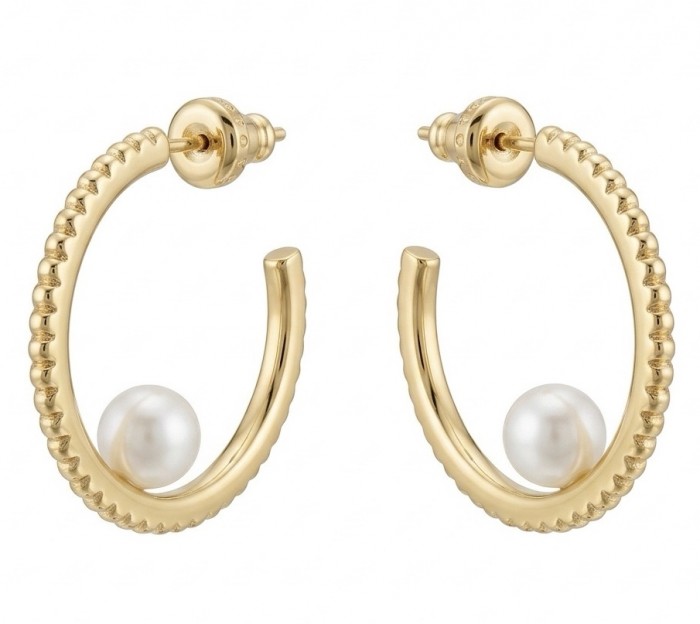 Baroque style Precious natural Pearl Gold over .925 Sterling Silver handcrafted earrings